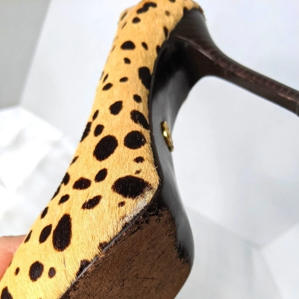 Tory Burch Cheetah Print Calf Hair Heels Women's Size 6.5 Sophisticated